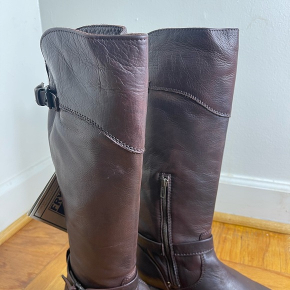 Frye Phillip Riding Tall Boots Dark Brown 9 - Picture 7 of 7